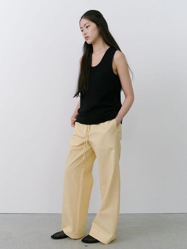 Linen Wide Banding Pants - Yellow - REMPLACEMENT - Modalova