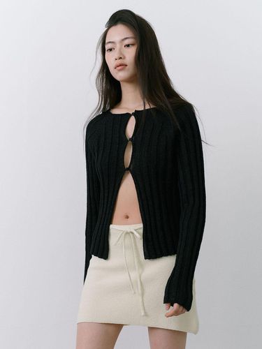 Hanji Ribbed Cardigan - Black - REMPLACEMENT - Modalova