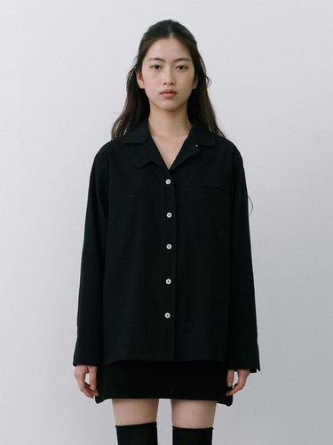 Curved Collar Stripe Shirts - Black - REMPLACEMENT - Modalova