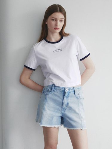 Low-waist Damage Denim Shorts - LOEUVRE - Modalova