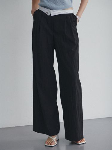 Turn Up Waist Wide Pants - LOEUVRE - Modalova