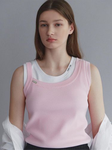 Asymmetric Sleeveless Knit Top (2 Color) - LOEUVRE - Modalova