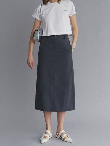 Top Stitched Color Long Skirt - LOEUVRE - Modalova