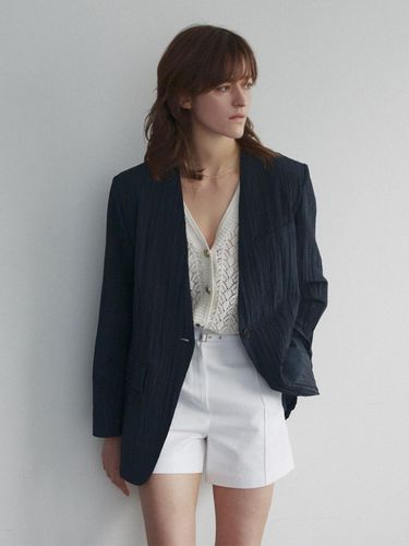 Creased V-neck Oversized Blazer - LOEUVRE - Modalova