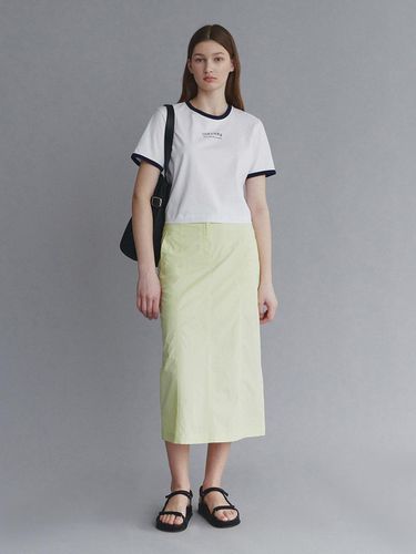 Top Stitched Color Long Skirt - LOEUVRE - Modalova