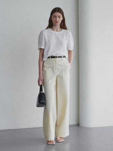 Top Stitched Wide Fit Pants - LOEUVRE - Modalova