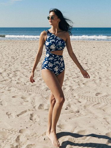 Solar Leaf Cutout Monokini - Navy - CORALIQUE - Modalova