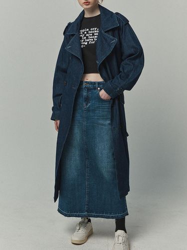 Trench Long Oversized Denim Coat_Indigo - MAGOODGAN - Modalova