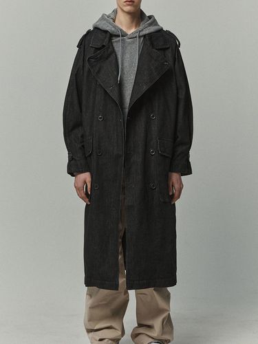 TRENCH Long Oversized Denim Coat_Black - MAGOODGAN - Modalova