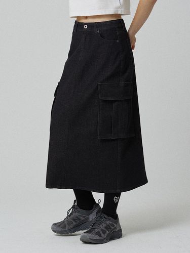 Lownase Big Pocket Non Fade Denim Long Skirt - MAGOODGAN - Modalova