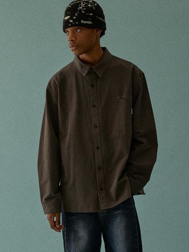 RAIVER Cotton Twill Oversized Shirt_Dark Gray - MAGOODGAN - Modalova