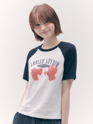 Cupid Bear Crop T-Shirt_Navy - AMBLER - Modalova