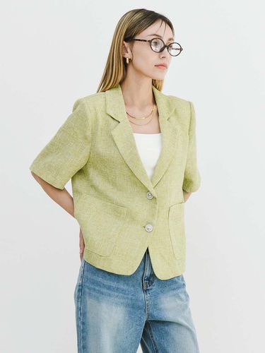 Crown Half Tweed Jacket_Green - PLUNASTUDIO - Modalova