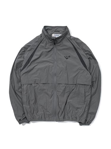 Nylon Zip Up Track Jacket - Gray - Slowpoke - Modalova