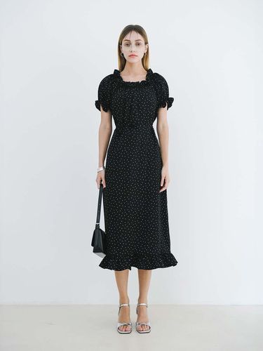 Frill Dot Dress_Black - PLUNASTUDIO - Modalova