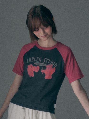 Cupid Bear Crop T-Shirt_Pink - AMBLER - Modalova