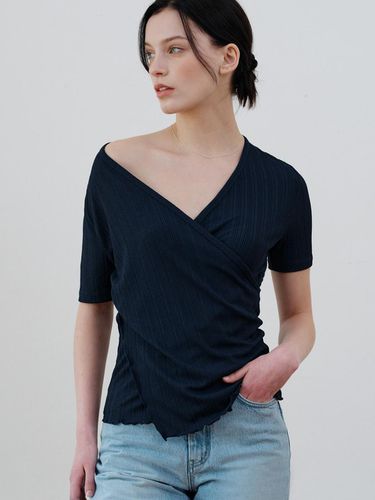 Comos 1098 Cross Wrap T-shirt_Navy - ourcomos - Modalova