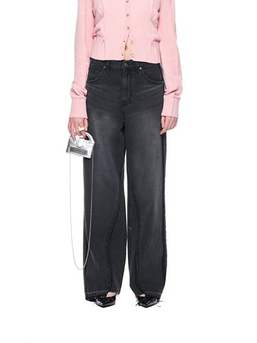 Cut Point Washed Denim Pants - Matin Kim - Modalova