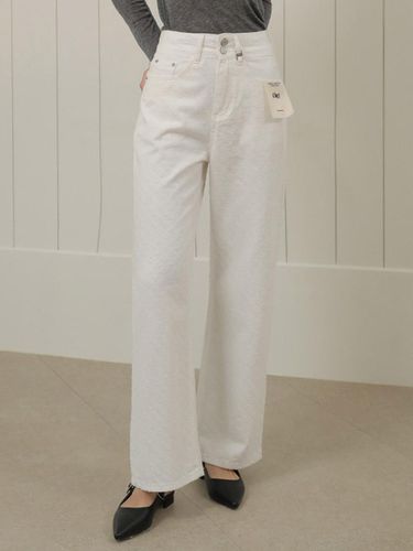 Lace Two Button Wide Cotton Pants (White) - NONANDNON - Modalova