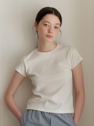 Ribbed Line T-Shirt_White - YUPPE - Modalova