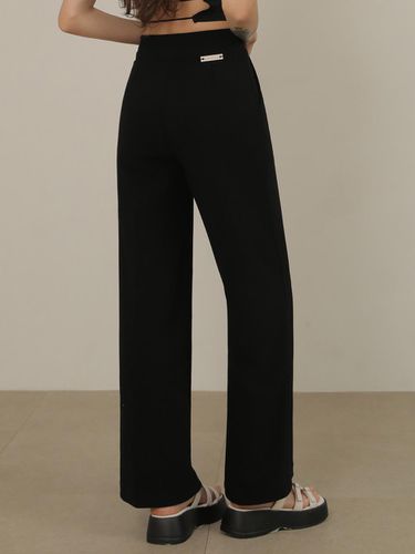 Basic High Waist Span Slacks (Black) - NONANDNON - Modalova