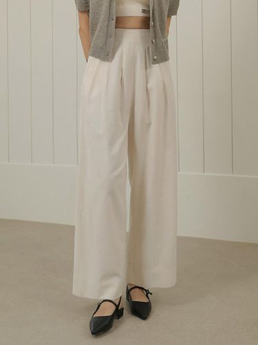 Linen Pintuck Wide Pants - NONANDNON - Modalova