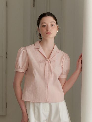 Ribbon Cotton Shirt_Pink - YUPPE - Modalova