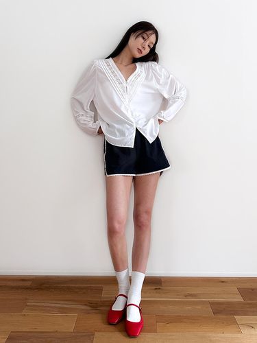 Round Lace Shorts - Navy - margarin fingers - Modalova