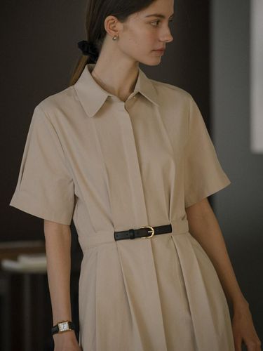 Belted Shirt Dress - Beige - KNOWN BETTER - Modalova