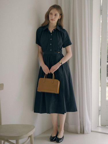 Plain Wrap Cotton Dress - Navy - KNOWN BETTER - Modalova