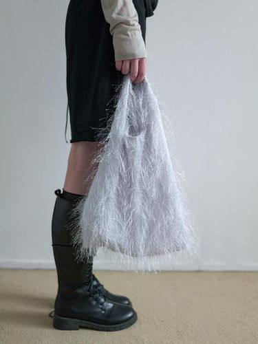 Hairy Fabric Tote Bag_Silver - NOTHINGEVERYTHING - Modalova