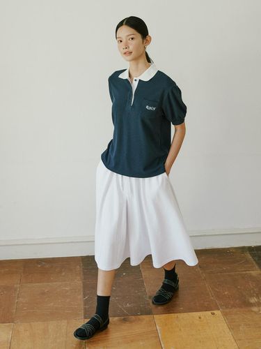 Puff Sleeve Collar T-shirt _ Navy - Charles de Rohan - Modalova