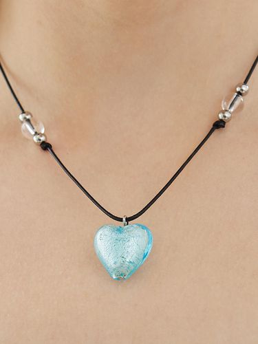 Glass Big Heart String Necklace - VVV - Modalova