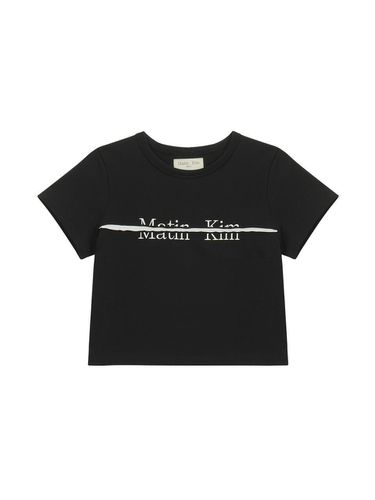 Logo Cutted Crop Top - Black - Matin Kim - Modalova