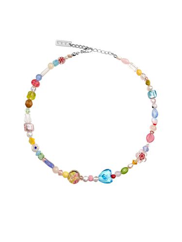 Glass Heart Mix Beads Necklace - VVV - Modalova