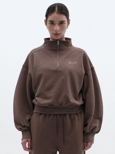 Half Zip Up Top_Mocha Brown - SUADE - Modalova