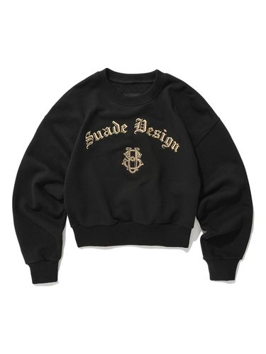 Monogram Crop Crewneck Top_Black - SUADE - Modalova