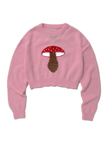 Mushroom Crop Knit Crewneck Top_Pink - SUADE - Modalova