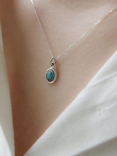 Round Turquoise Silver Necklace - J.Lauren - Modalova