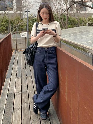 Long Straight Fit Denim Pants () - a.t.corner - Modalova