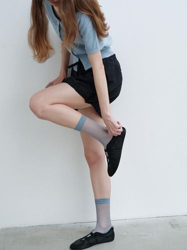 Metal Rib Sheer Socks_Blue - a.t.corner - Modalova