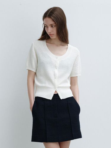 Scoop Neck Short Sleeve Knit Cardigan - a.t.corner - Modalova