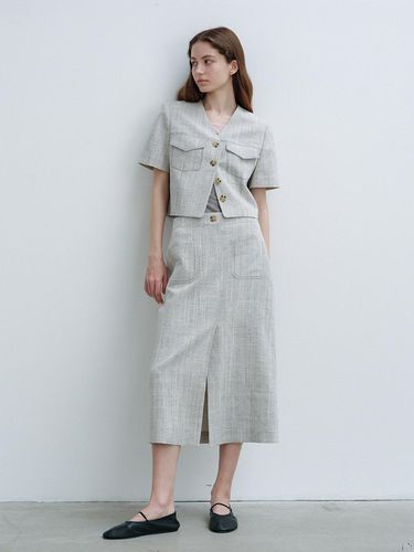 H-Line Linen Long Skirt (Gray) - a.t.corner - Modalova