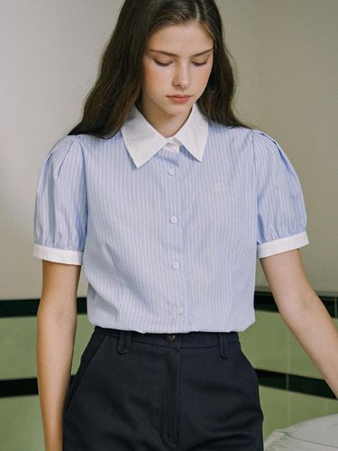 Puff Half Sleeve Stripe Shirt - NONLOCAL - Modalova