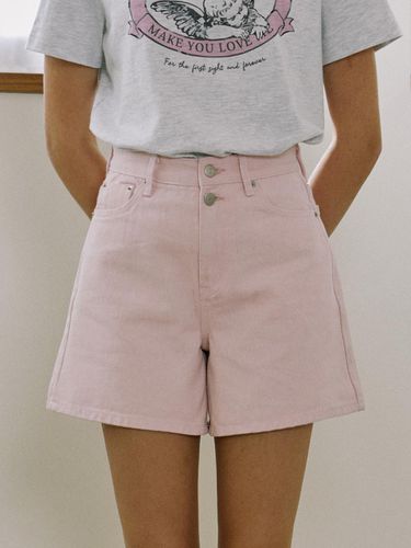 Button Detail Twill Shorts - Pink - NONLOCAL - Modalova