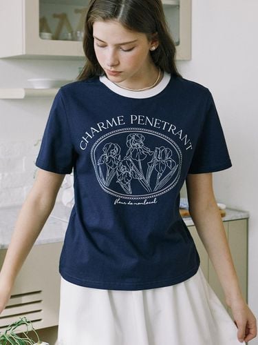 Iris Print T-shirt - Navy - NONLOCAL - Modalova