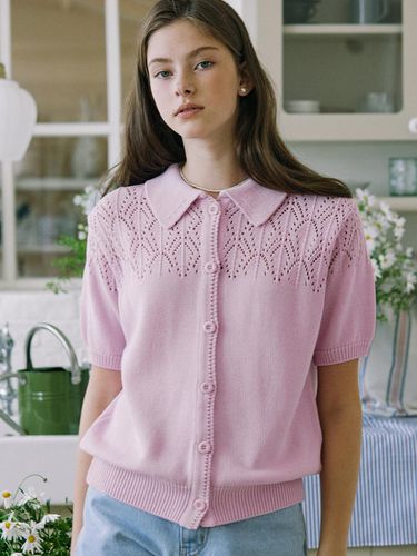 Crochet Collar Cardigan - Pink - NONLOCAL - Modalova