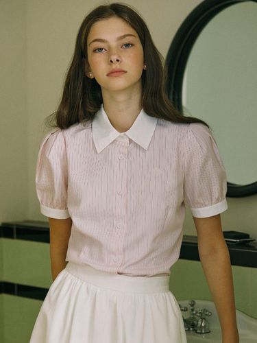 Puff Half Sleeve Stripe Shirt - NONLOCAL - Modalova