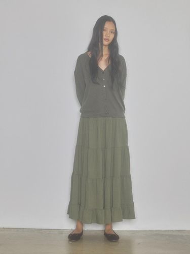 Khaki Long Skirt - jijivisha - Modalova