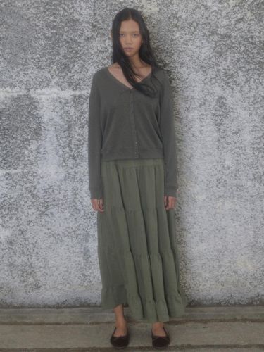 Khaki Basic Cardigan - jijivisha - Modalova